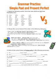 English Worksheet: Grammar Practice: Simple Past vs  Present Perfect