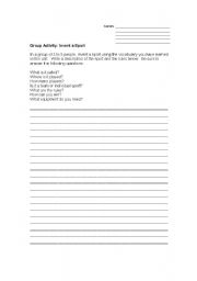 English worksheet: Invent a Sport