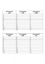 English worksheet: Scattergories Cards