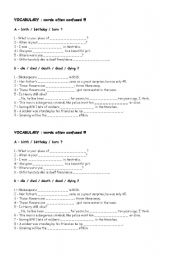 English Worksheet: words often confused