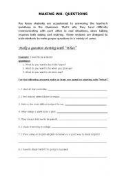 English Worksheet: Making WH- Questions