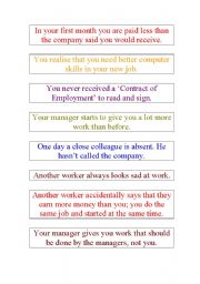 English Worksheet: problems at work discussion cards 