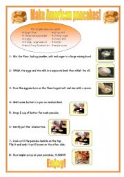 English Worksheet: American Pancakes recipe