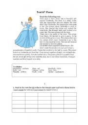 English Worksheet: Test  6th form