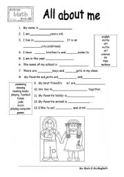 English Worksheet: All about me