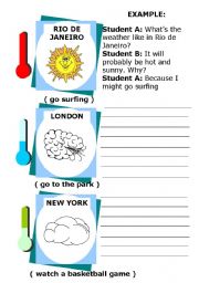 English Worksheet: Whats the weather like? / Why / Because / Might