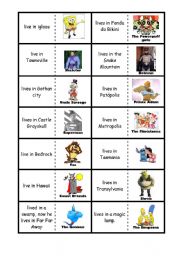 English Worksheet: Cartoon characters domino verb live