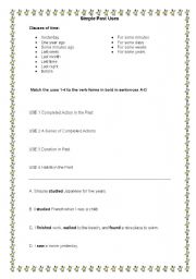 English worksheet: Past simple Uses