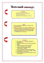 English Worksheet: too and enough