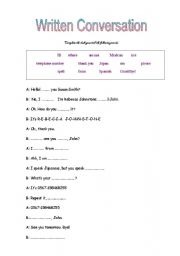 English Worksheet: An elementary dialogue - Personal Questions - Simple Present