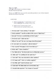 English worksheet: DIRECT AND INDIRECT SPEECH