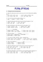 English Worksheet: Plural of nouns