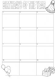 English Worksheet: Calendar