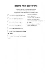 English Worksheet: Idioms with Body Parts