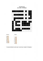 English worksheet: Crossword Numbers