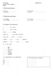 English worksheet: To be 