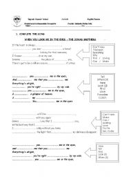 English Worksheet: JONAS BROTHERS SONG TO PRACTICE SIMPLE PRESENT
