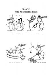 English Worksheet: Seasons Coloring Page