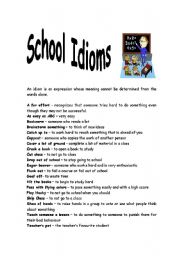 English Worksheet: School Idioms