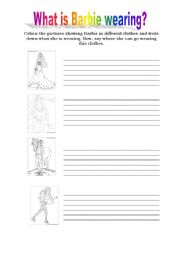 English worksheet: What is Barbie wearing