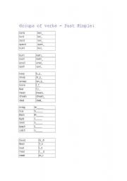 English worksheet: Past Simple - Verbs divided into groups
