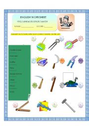 English Worksheet: Tools and Accessories Match 3/5