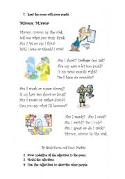 English Worksheet: Mirror Mirror  By Linda Knaus and Kenn Nesbitt