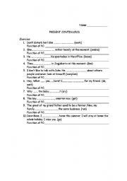 English worksheet: Present Tense and Present Progressive