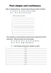 English Worksheet: past simple and continuous worksheet