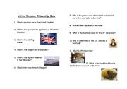 English Worksheet: United Kingdom Citizenship Quiz