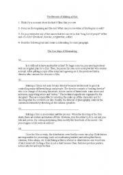 English worksheet: The Perocess of making a film