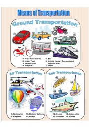 English Worksheet: Means of Transportation - Picture Dictionary