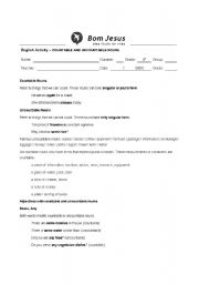 English Worksheet: Countable and Uncountable Nouns