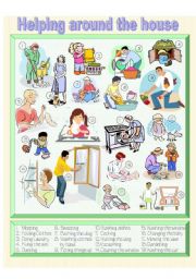 English Worksheet: Helping Around the House - Picture Dictionary