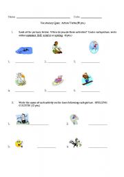 English worksheet: Action Verbs Quiz