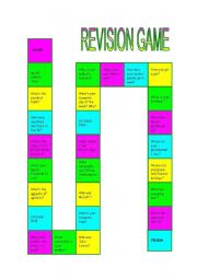 English Worksheet: Speaking-Board game-Revision game