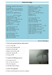 English Worksheet: under the bridge