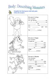 English Worksheet: Describing monsters