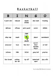 English Worksheet: Commom vocabulary used when playing basketball