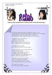 English Worksheet: song activity - Rehab - Amy Winehouse