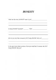 English Worksheet: Character Education-Honesty