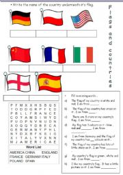 English Worksheet: Flags and countries