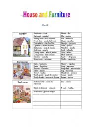 English Worksheet: House and Furniture part 1/2