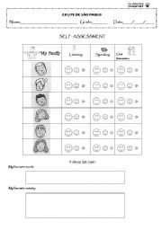 English Worksheet: self-assessment /family