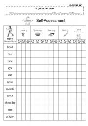 English Worksheet: self-assessment /human body