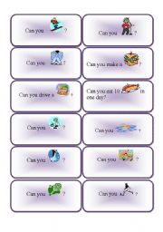 English Worksheet: Can you... speaking cards