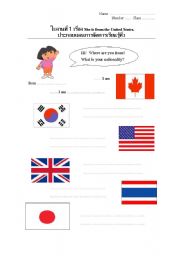 English worksheet: Countries and Nationality