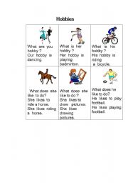 English worksheet: hobbies