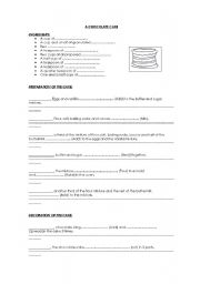 English Worksheet: RECIPE CHOCOLATE CAKE - PASSIVE VOICE PRESENT