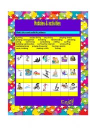 English Worksheet: Hobbies and activities